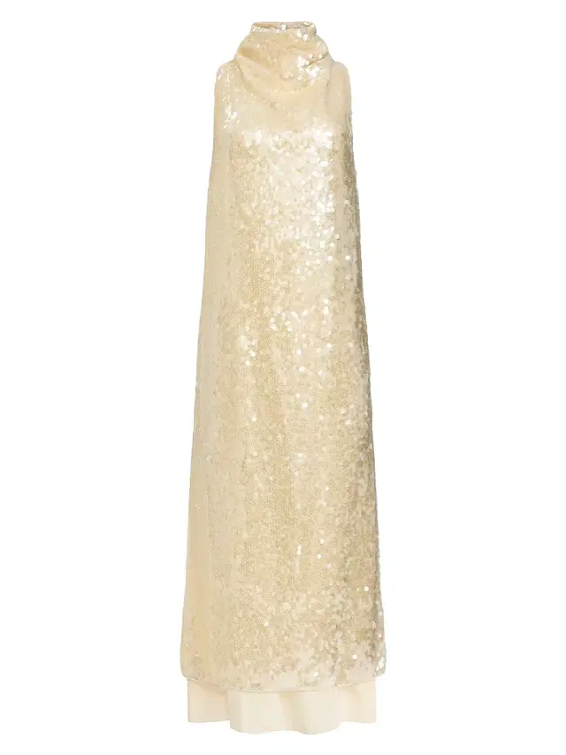 Altuzarra Women's Noor Sequined Draped Cocktail Dress - Macadamia