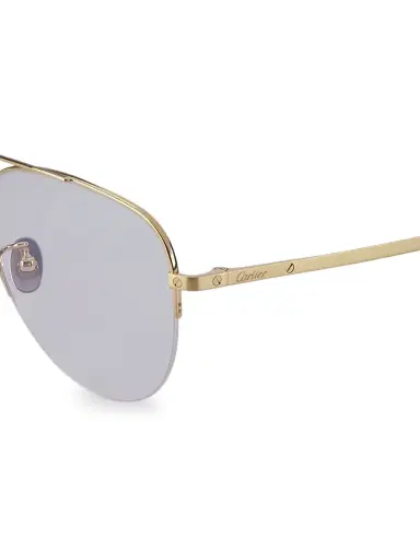 Cartier Men's 58MM Aviator Sunglasses - Gold Transparent | Thumbnail 3
