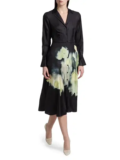 Jason Wu Collection Women's Watercolor Floral Silk Shirtdress | Thumbnail 2