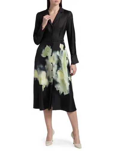 Jason Wu Collection Women's Watercolor Floral Silk Shirtdress | Thumbnail 3