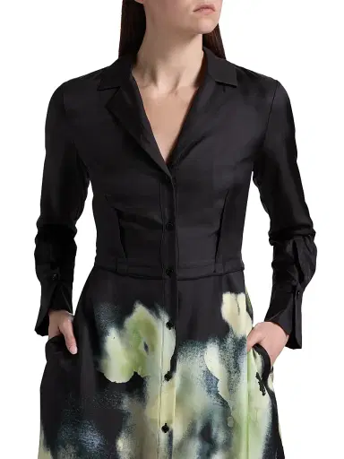 Jason Wu Collection Women's Watercolor Floral Silk Shirtdress | Thumbnail 6