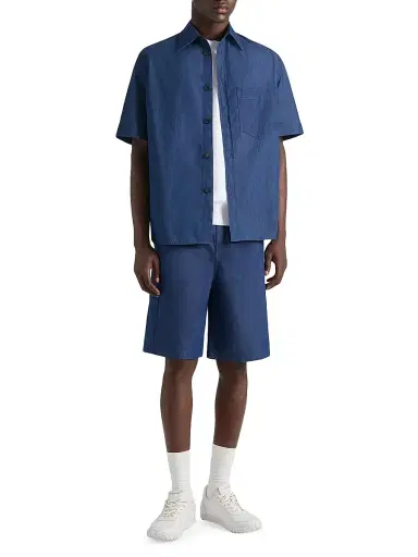 Givenchy Men's Couture Seam Bermuda Shorts in Denim with Stamp - Indigo Blue - Size 36 | Thumbnail 4