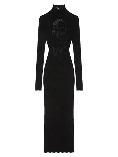Givenchy Women's Dress in Floral Lace - Black | Thumbnail 1