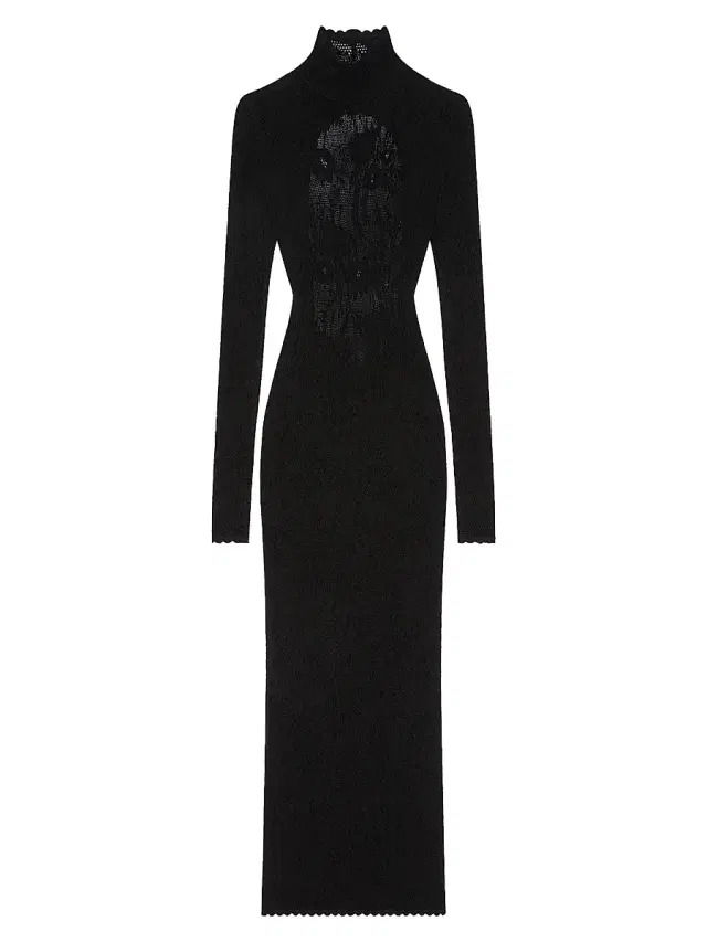 Women's Dress in Floral Lace - Black