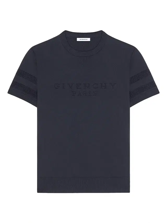 Givenchy Men's T-Shirt in Cotton Knit with Paris Jacquard - Dark Navy