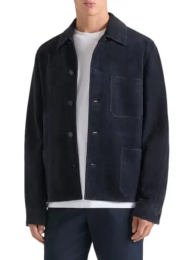 Givenchy Men's Couture Seam Overshirt in Suede - Dark Navy | Thumbnail 2 Givenchy Men's Couture Seam Overshirt in Suede - Dark Navy | Thumbnail 2