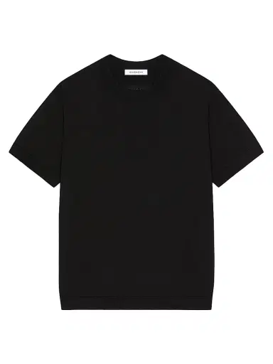 Givenchy Men's T-Shirt in Cotton Knit with Gros Grain Details - Black | Thumbnail 1 Givenchy Men's T-Shirt in Cotton Knit with Gros Grain Details - Black | Thumbnail 1