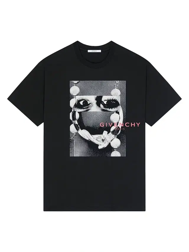 Men's T-Shirt in Cotton with Surrealism Print - Black