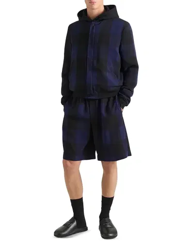 Givenchy Men's Checked Bermuda Shorts in Wool - Black Navy - Size 40 | Thumbnail 5