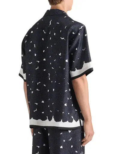Givenchy Men's Bermuda Shorts in Silk with Flowers Print - Dark Navy - Size 40 | Thumbnail 3