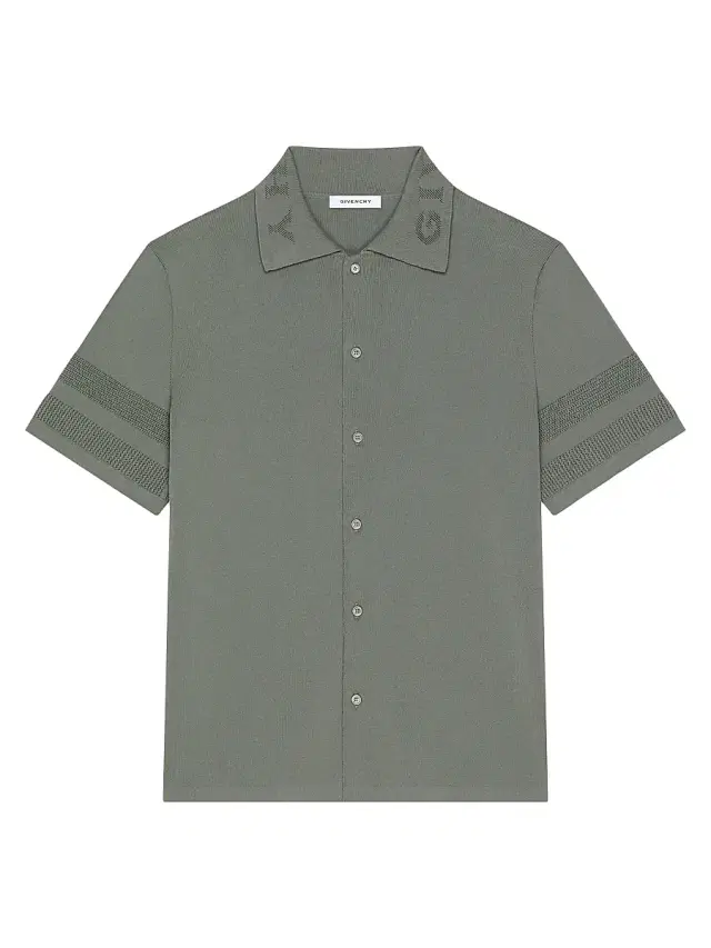 Givenchy Men's Shirt in Cotton Knit with Mesh Details - Salvia