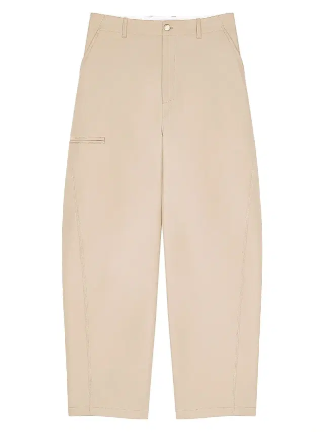 Men's Couture Seam Trousers in Cotton with Paris Patch - Beige