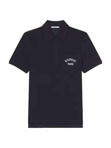 Givenchy Men's Polo in Pique Cotton with Paris Embroidery - Dark Navy - Size XXL | Thumbnail 1