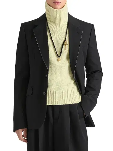 Givenchy Men's Single-Breasted Fitted Jacket in Wool - Black - Size 46 | Thumbnail 2