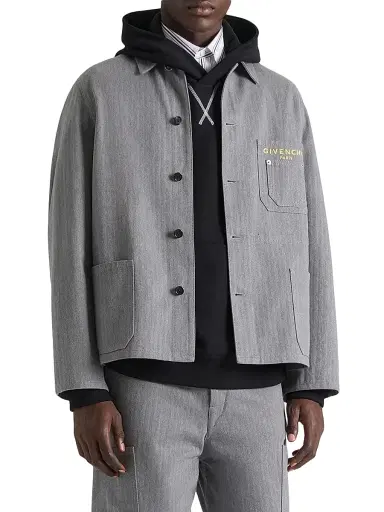 Givenchy Men's Jacket in Herringbone Denim Embroidered - Grey - Size XXL | Thumbnail 2