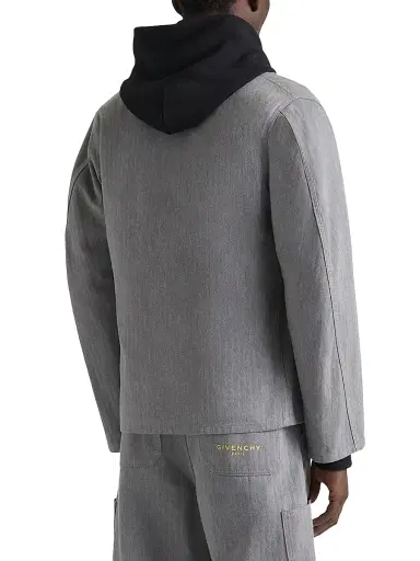 Givenchy Men's Jacket in Herringbone Denim Embroidered - Grey - Size XXL | Thumbnail 3