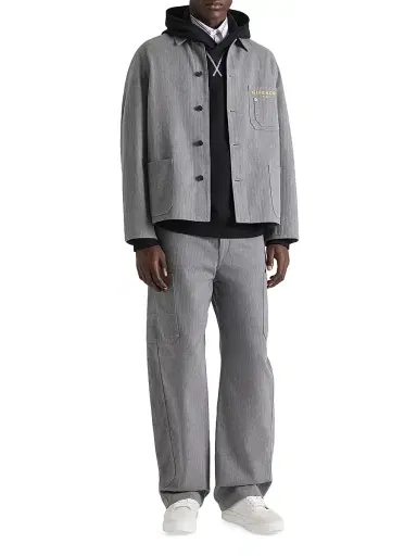 Givenchy Men's Jacket in Herringbone Denim Embroidered - Grey - Size XXL | Thumbnail 4