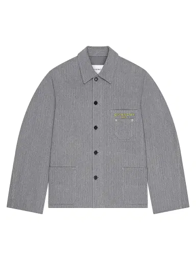 Givenchy Men's Jacket in Herringbone Denim Embroidered - Grey - Size XXL | Thumbnail 1