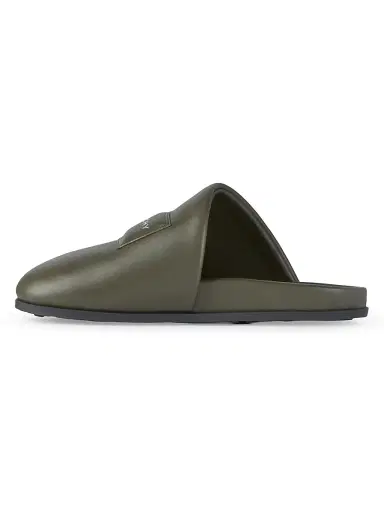Givenchy Men's Label Flat Mules in Nappa Leather - Khaki - Size 12 | Thumbnail 3