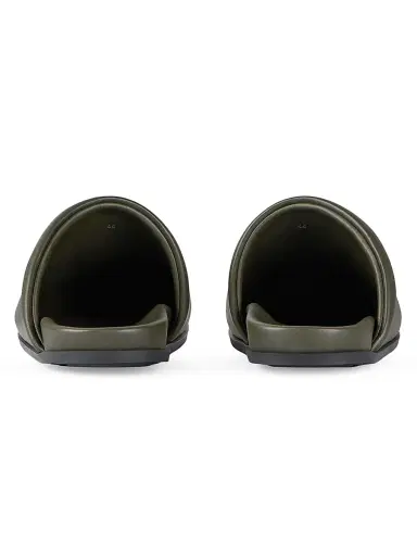 Givenchy Men's Label Flat Mules in Nappa Leather - Khaki - Size 12 | Thumbnail 4