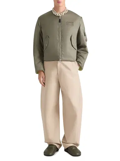 Givenchy Men's Label Flat Mules in Nappa Leather - Khaki - Size 12 | Thumbnail 6