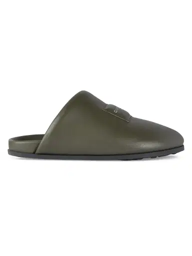 Givenchy Men's Label Flat Mules in Nappa Leather - Khaki - Size 12 | Thumbnail 1