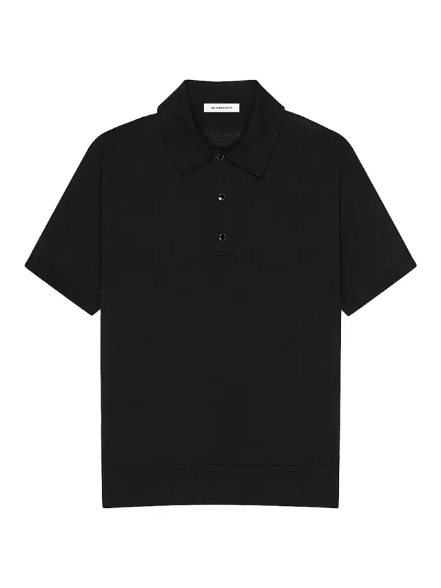 Men's Polo Shirt in Cotton with Gros Grain Details - Black