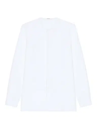 Givenchy Men's Collarless Tuxedo Shirt in Poplin - White - Size 17 | Thumbnail 1