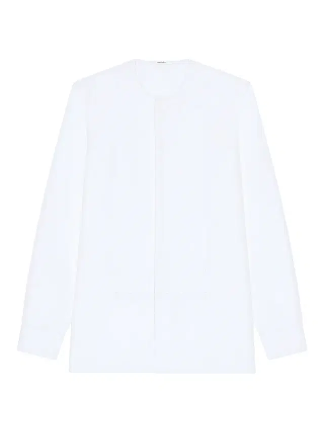 Men's Collarless Tuxedo Shirt in Poplin - White