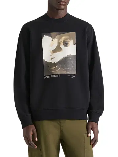 Givenchy Men's Sweatshirt in Fleece with Surrealism Print - Black | Thumbnail 3