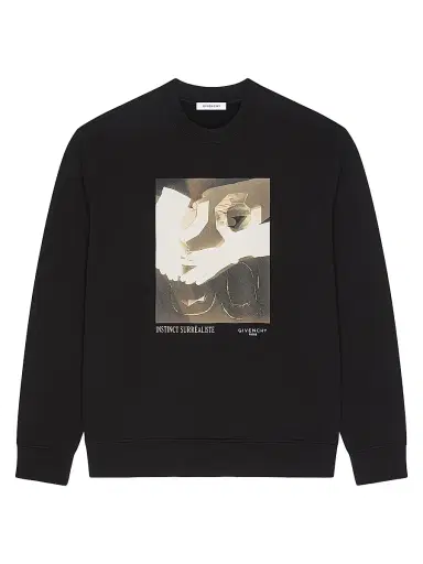 Givenchy Men's Sweatshirt in Fleece with Surrealism Print - Black | Thumbnail 1