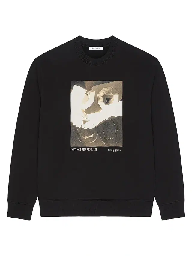 Men's Sweatshirt in Fleece with Surrealism Print - Black