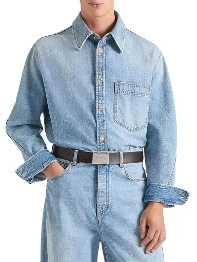 Givenchy Men's Couture Seam Shirt in Denim - Light Blue - Size XXL | Thumbnail 3