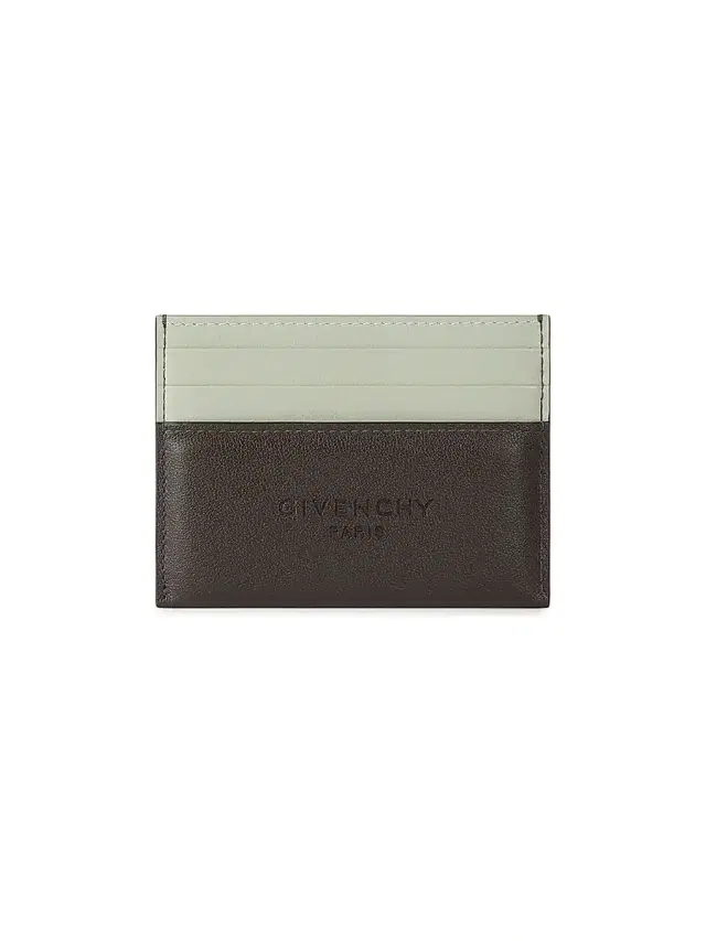Men's Antigona Stamped Bicolored Card Holder in Leather - Green Brown