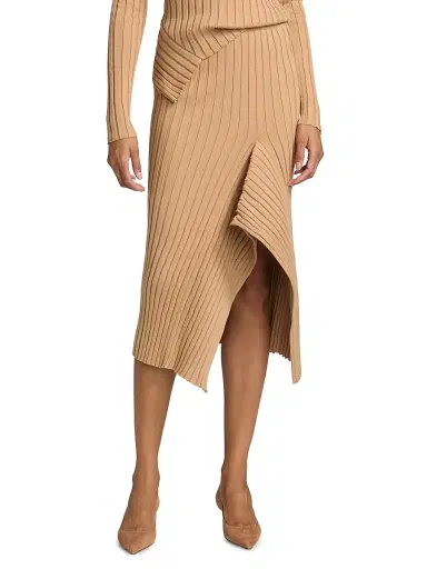 Stella McCartney Women's Rib-Knit Cotton Midi-Skirt | Thumbnail 3