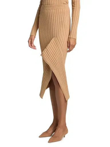 Stella McCartney Women's Rib-Knit Cotton Midi-Skirt | Thumbnail 4