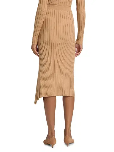 Stella McCartney Women's Rib-Knit Cotton Midi-Skirt | Thumbnail 5
