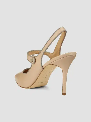 Manolo Blahnik Women's Camparisli 90MM Leather Mary Jane Pumps - Beige | Thumbnail 3 Manolo Blahnik Women's Camparisli 90MM Leather Mary Jane Pumps - Beige | Thumbnail 3
