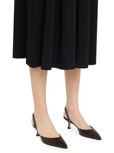 Manolo Blahnik Women's Carolyne 50MM Leather Slingback Pumps - Dark Brown - Size 10 | Thumbnail 2