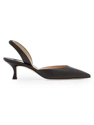 Manolo Blahnik Women's Carolyne 50MM Leather Slingback Pumps - Dark Brown - Size 10 | Thumbnail 1