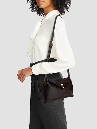 Toteme Women's T-Lock Pony Hair Leather Clutch - Wine | Thumbnail 2