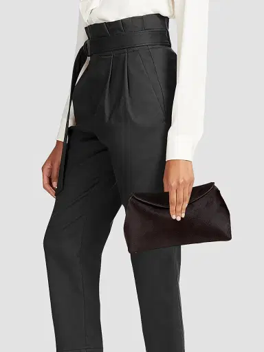 Toteme Women's T-Lock Pony Hair Leather Clutch - Wine | Thumbnail 3