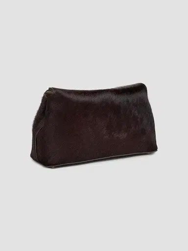 Toteme Women's T-Lock Pony Hair Leather Clutch - Wine | Thumbnail 4