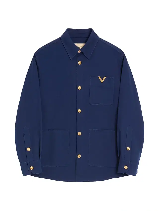 Valentino Garavani Men's Gabardine Shirt Jacket with VGold - Cobalt