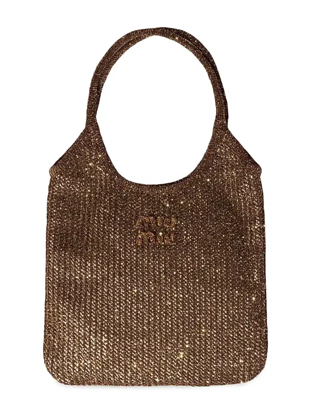 Miu Miu Women's Ivy Sequin Mesh Shoulder Bag - Brown