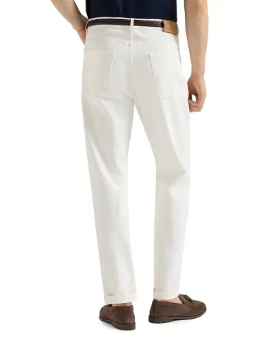 Brunello Cucinelli Men's Garment Dyed Iconic Fit Five Pocket Jeans in Denim - Snow | Thumbnail 3 Brunello Cucinelli Men's Garment Dyed Iconic Fit Five Pocket Jeans in Denim - Snow | Thumbnail 3