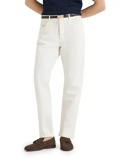 Brunello Cucinelli Men's Garment Dyed Iconic Fit Five Pocket Jeans in Denim - Snow | Thumbnail 5 Brunello Cucinelli Men's Garment Dyed Iconic Fit Five Pocket Jeans in Denim - Snow | Thumbnail 5