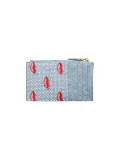 Prada Women's Printed Saffiano Leather Card Holder - Blue Gold | Thumbnail 2