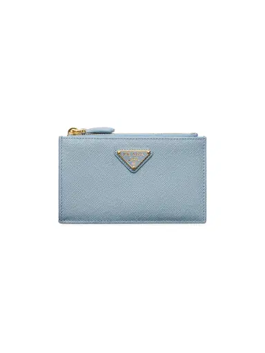 Prada Women's Printed Saffiano Leather Card Holder - Blue Gold | Thumbnail 1