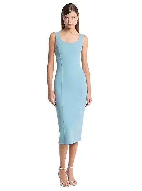Michael Kors Collection Double Faced Stretch Wool Crepe Scoopneck Sheath Dress